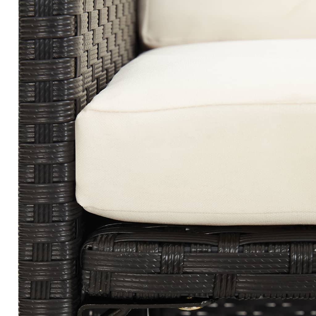 4-Piece Black Poly Rattan Garden Dining Chairs with Cushions