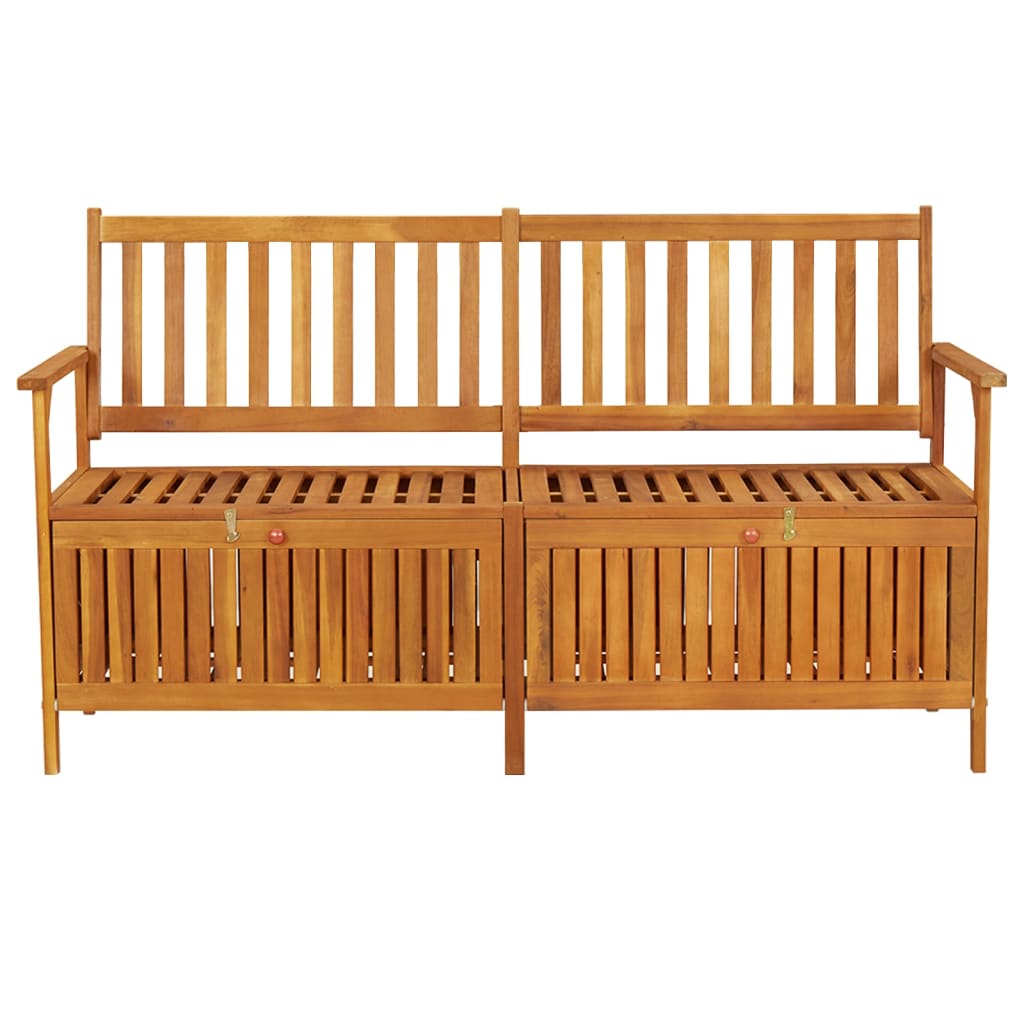 Solid Acacia Wood Storage Bench, 148 cm, Natural Finish