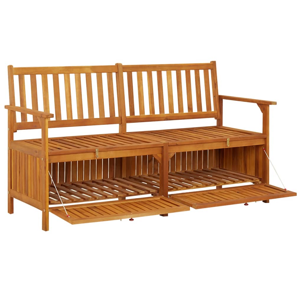 Solid Acacia Wood Storage Bench, 148 cm, Natural Finish