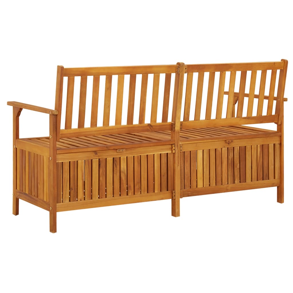 Solid Acacia Wood Storage Bench, 148 cm, Natural Finish