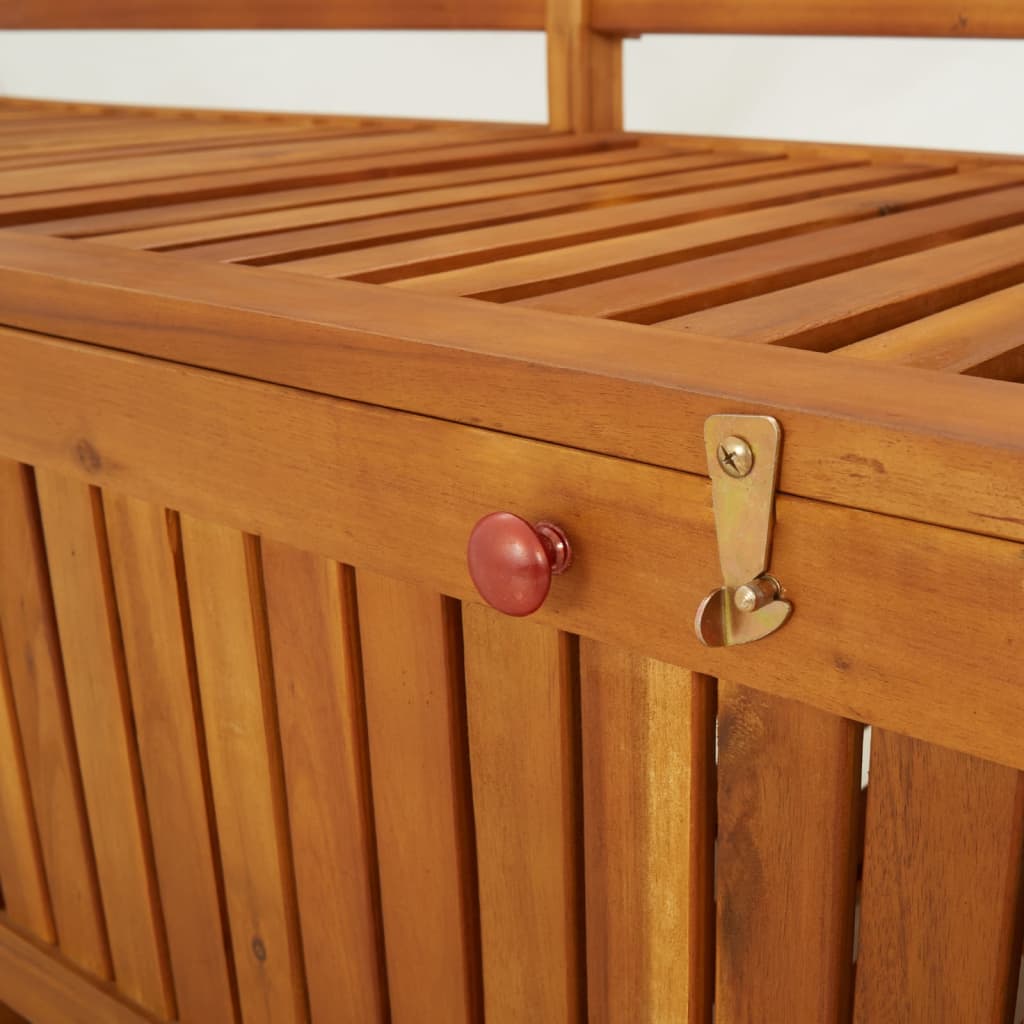 Solid Acacia Wood Storage Bench, 148 cm, Natural Finish