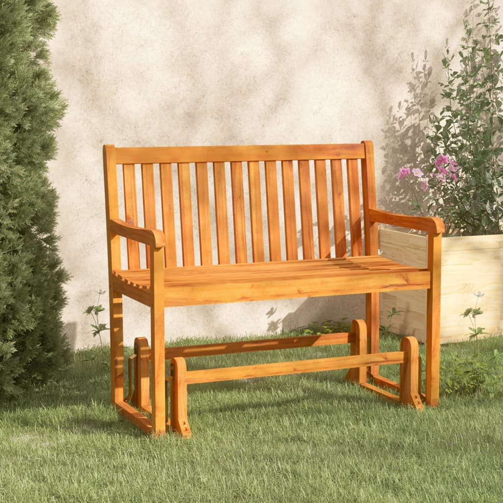 Solid Acacia Wood Garden Swing Bench 110cm - Natural Charm