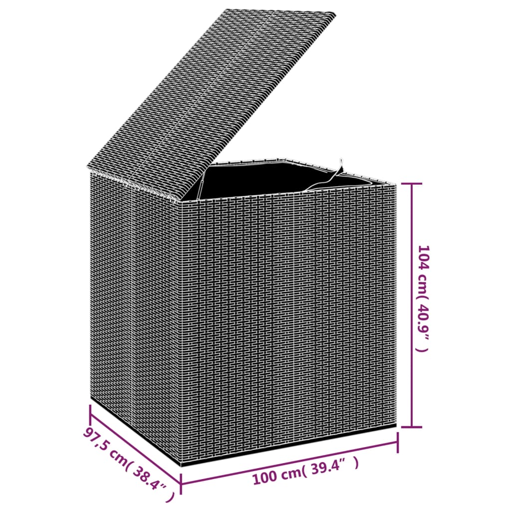 Black PE Rattan Garden Cushion Box 100x97.5x104 cm