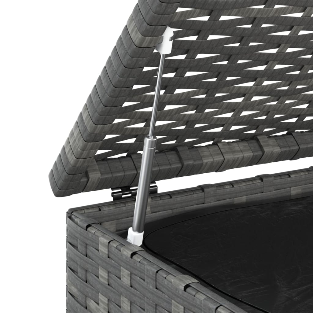 Spacious Grey PE Rattan Garden Cushion Box - 100x97.5x104 cm
