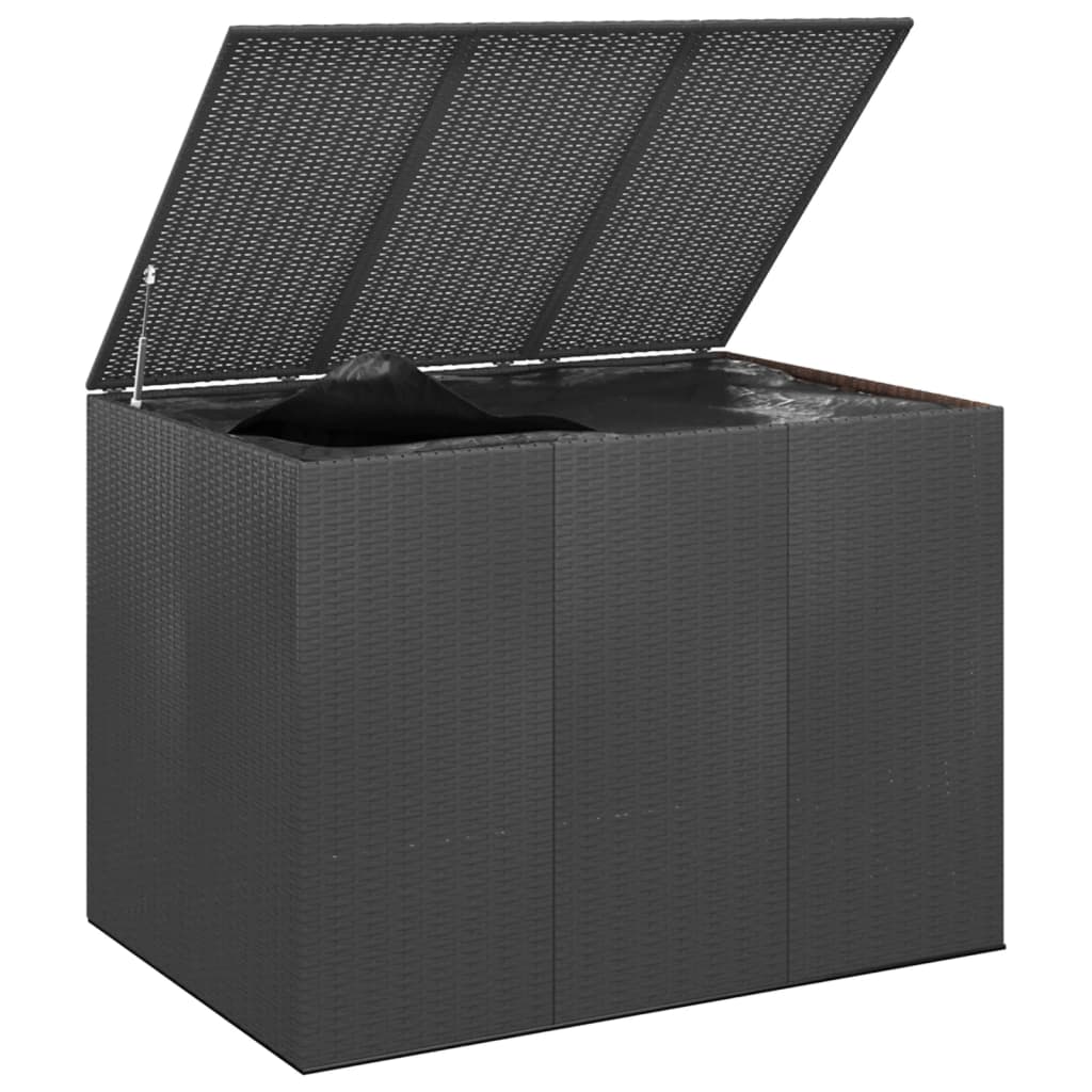 Large Black PE Rattan Garden Cushion Box 145x100x103 cm
