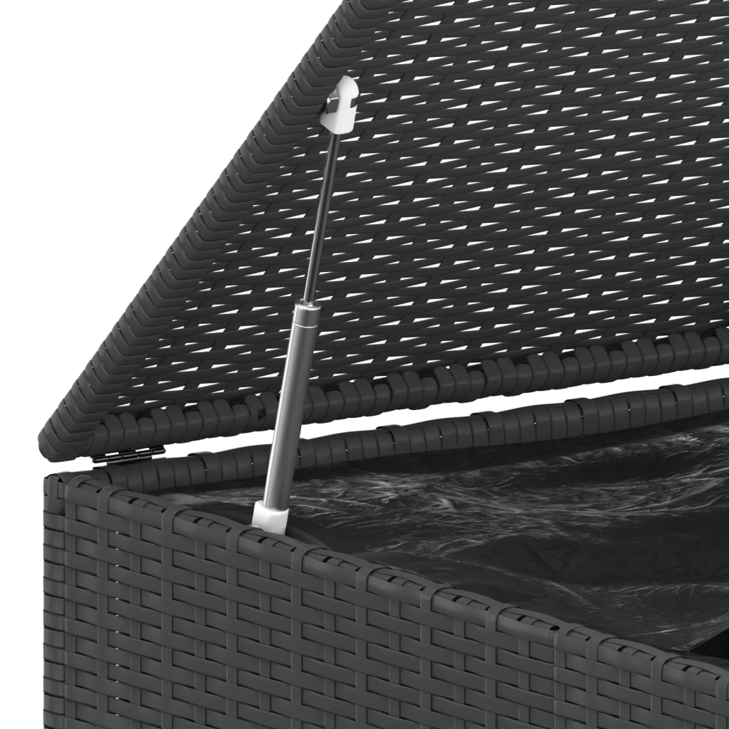 Large Black PE Rattan Garden Cushion Box 145x100x103 cm