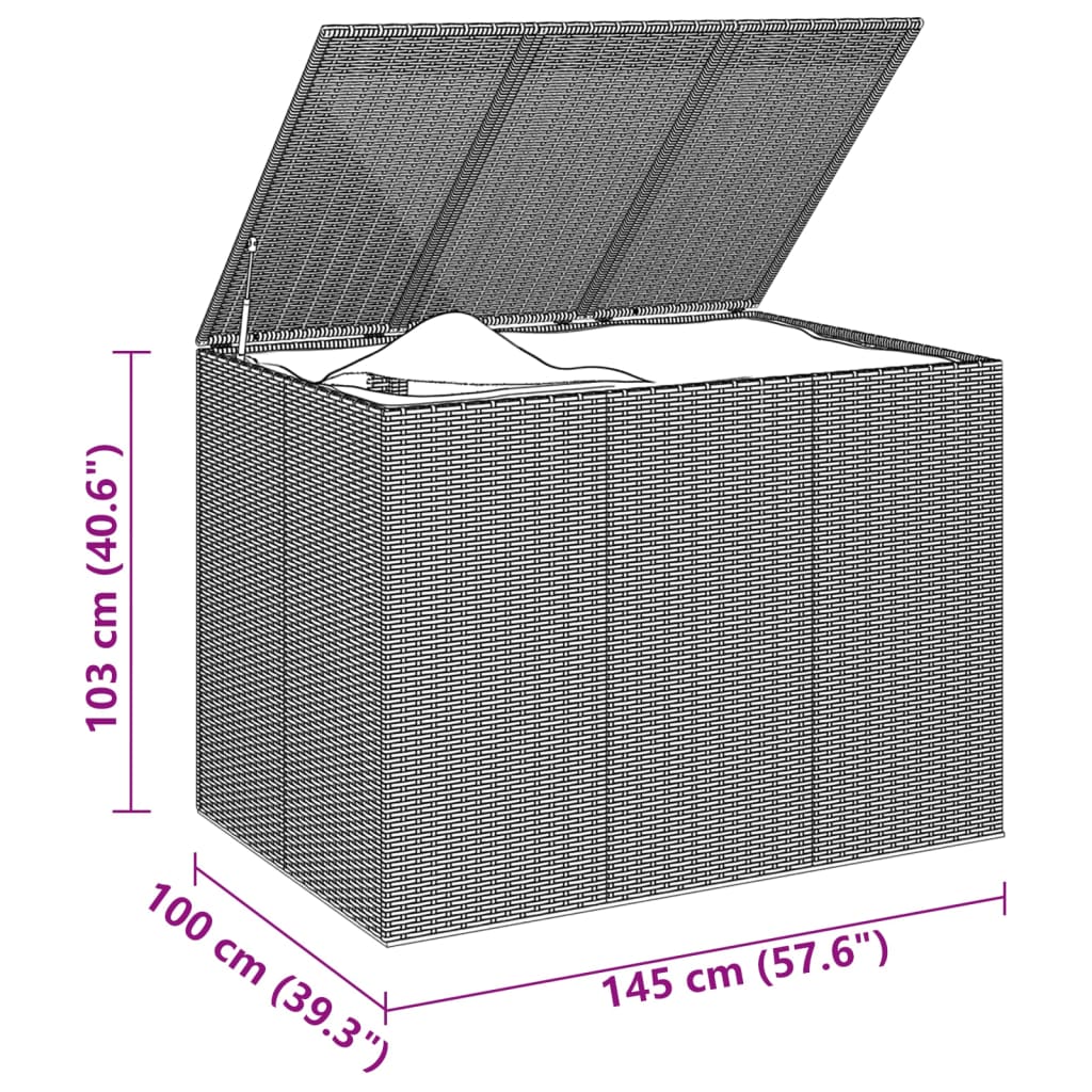 Grey PE Rattan Garden Cushion Box, 145x100x103 cm - Stylish Storage