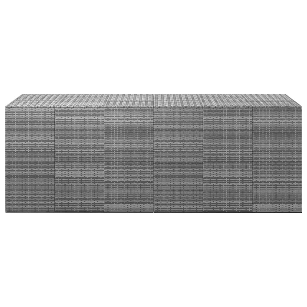 Grey PE Rattan Garden Cushion Box - 291x100.5x104 cm