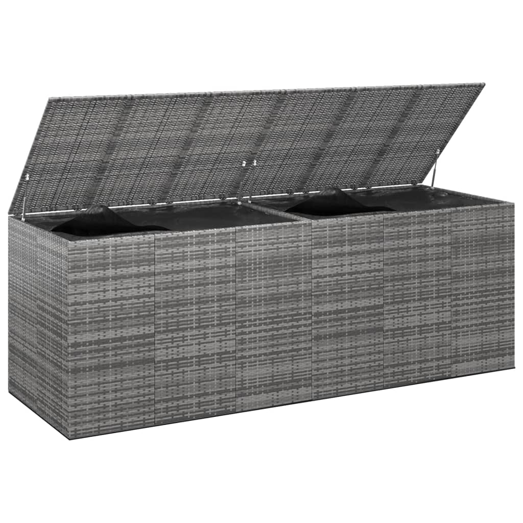 Grey PE Rattan Garden Cushion Box - 291x100.5x104 cm