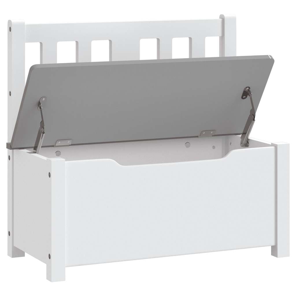 Kids' Storage Bench - White/Grey MDF, 60x30x55 cm