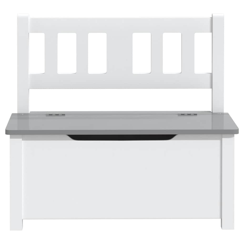 Kids' Storage Bench - White/Grey MDF, 60x30x55 cm