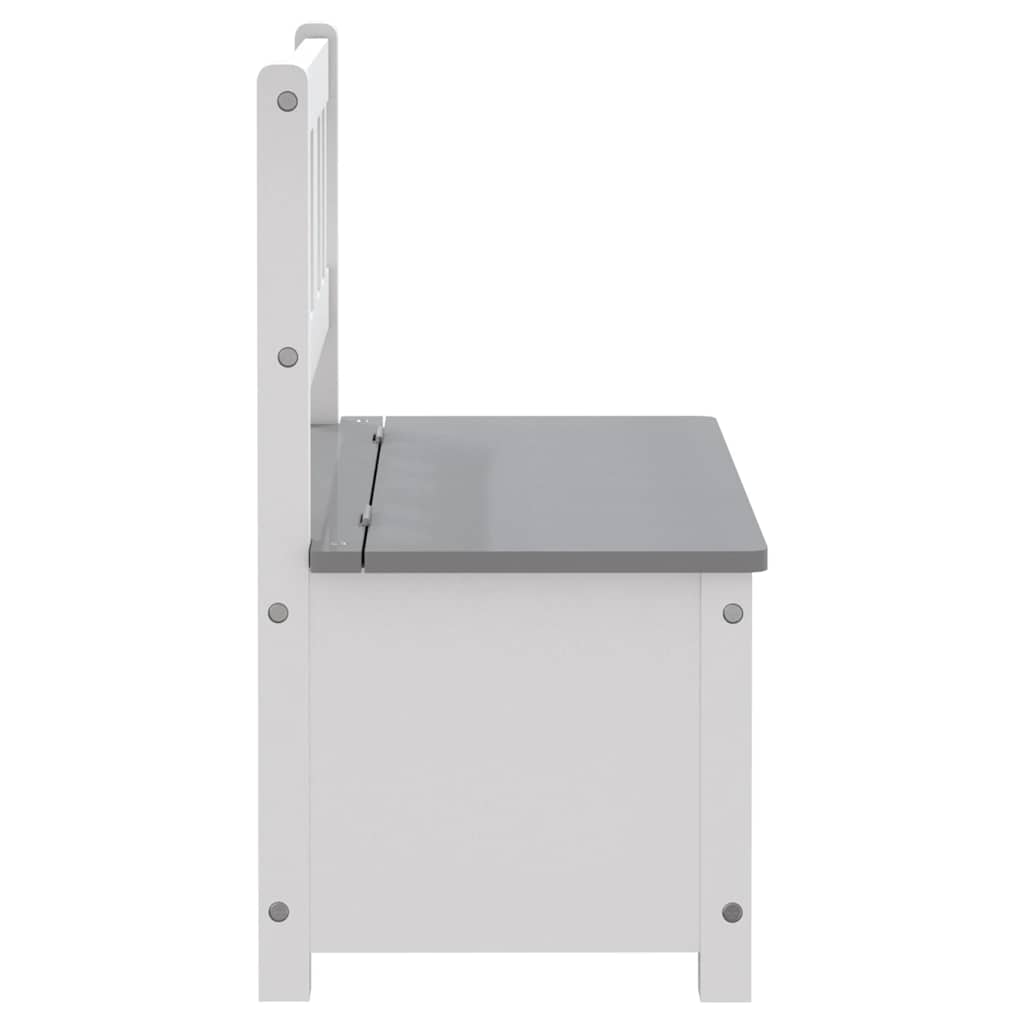 Kids' Storage Bench - White/Grey MDF, 60x30x55 cm