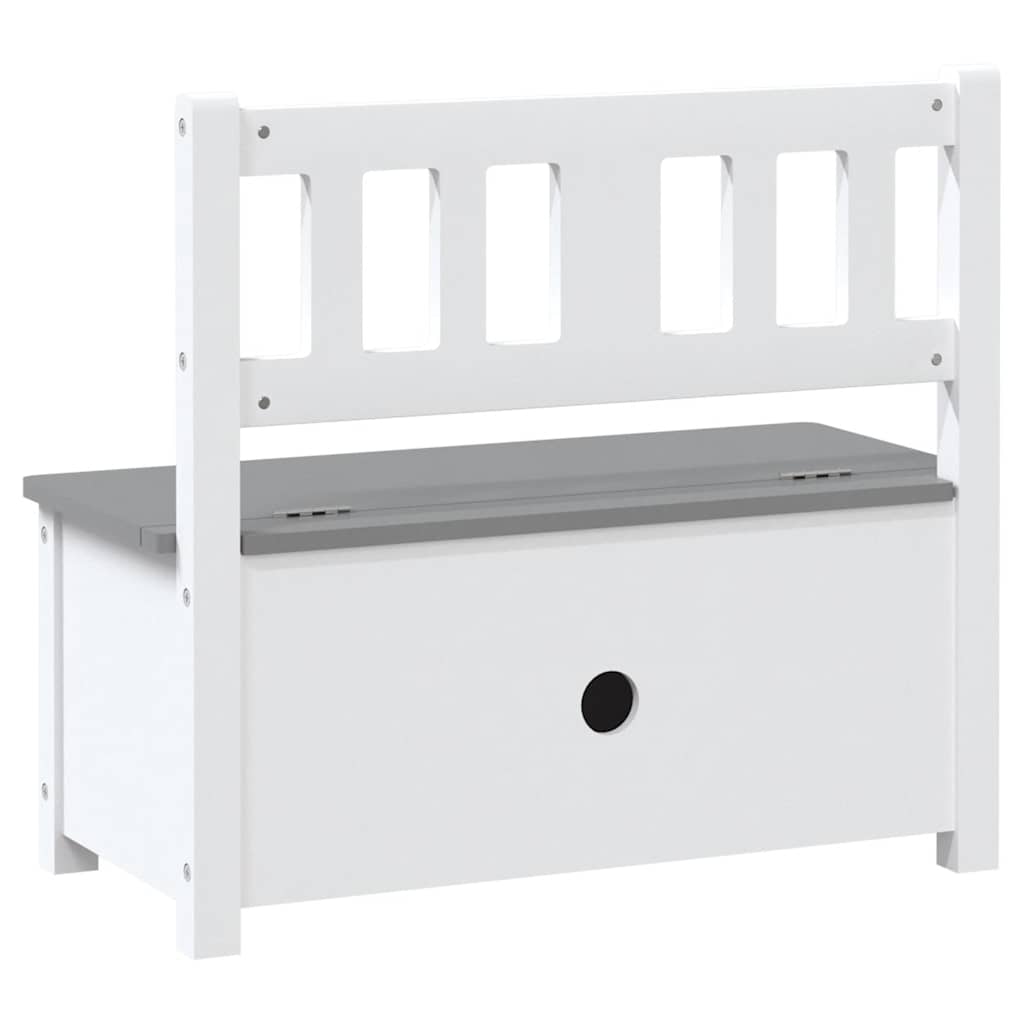 Kids' Storage Bench - White/Grey MDF, 60x30x55 cm