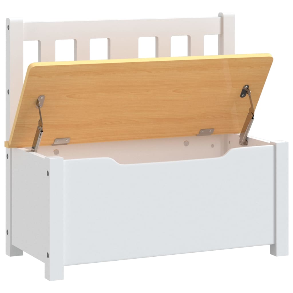 Kids Storage Bench in White & Beige MDF, 60x30x55 cm