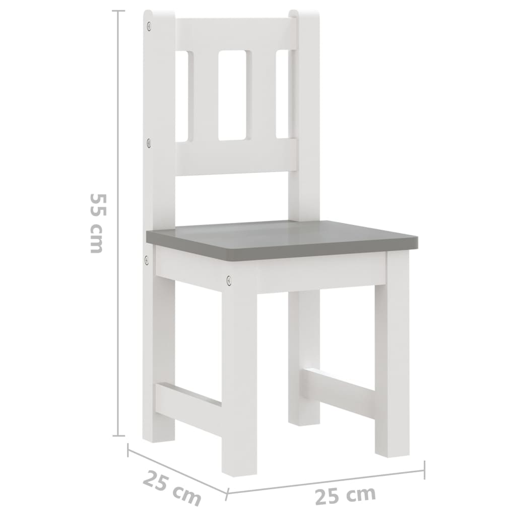 White & Grey 3-Piece Kid's Table & Chair Set - Durable MDF
