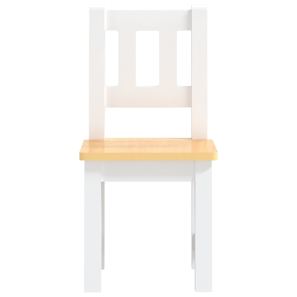 Kids 3-Piece Table & Chair Set - White & Beige MDF