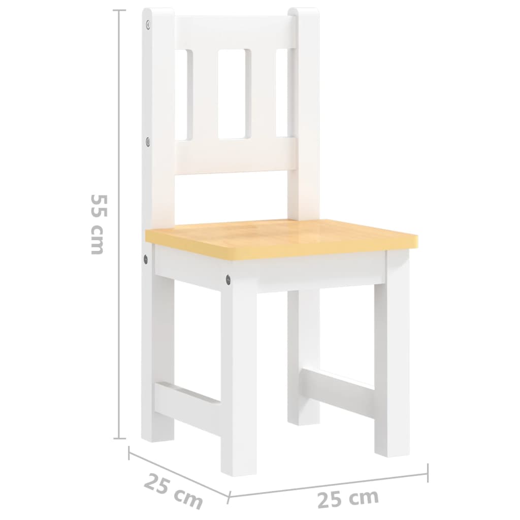 Kids 3-Piece Table & Chair Set - White & Beige MDF