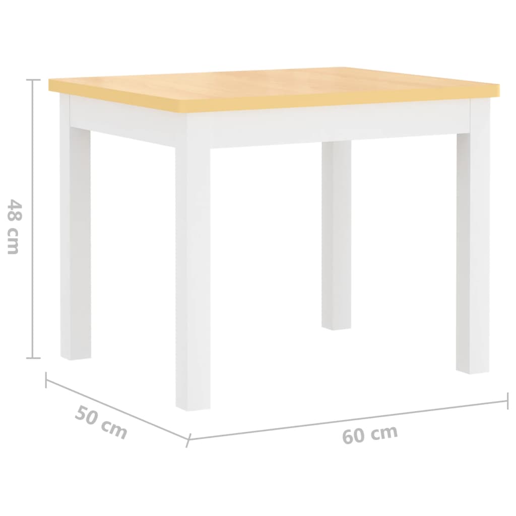 Kids 3-Piece Table & Chair Set - White & Beige MDF