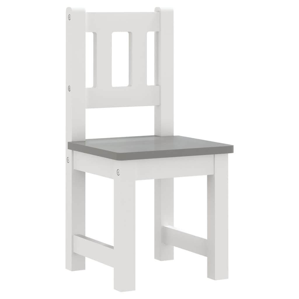 White & Grey MDF 4-Piece Kids Table & Chair Set