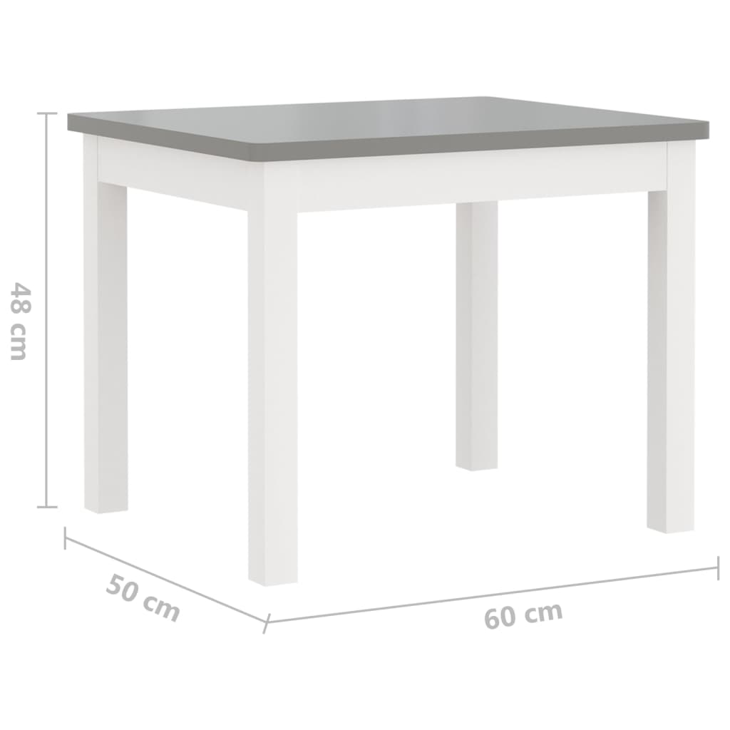 White & Grey MDF 4-Piece Kids Table & Chair Set