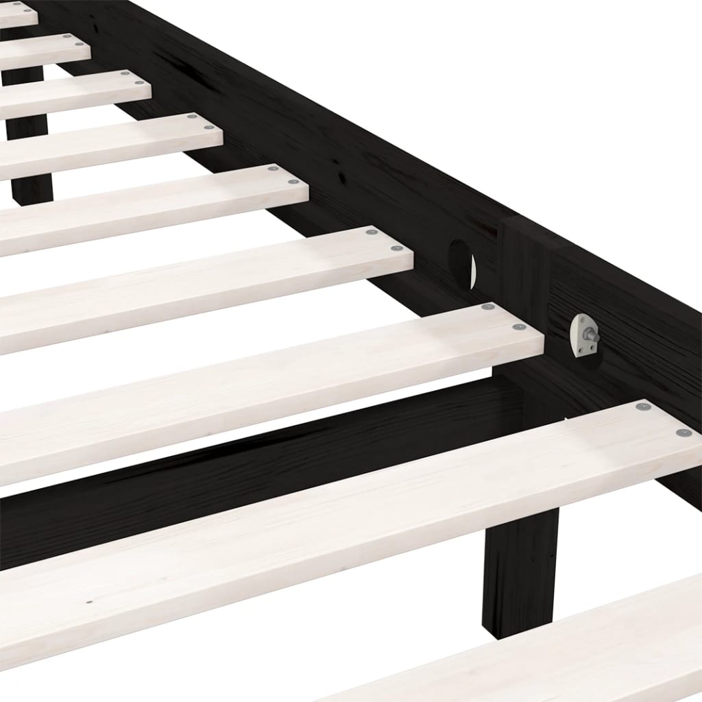 Bed Frame without Mattress Black Solid Wood Small Single