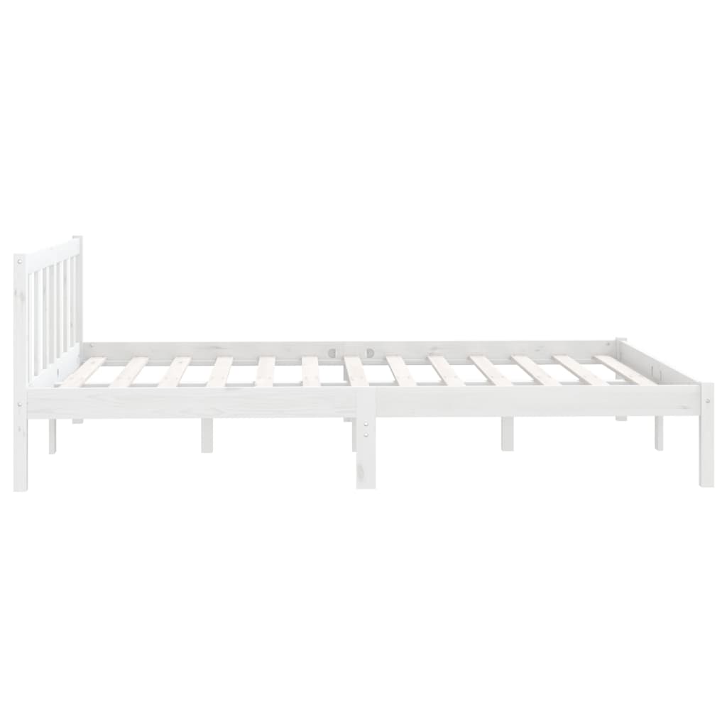 White Solid Wood Bed Frame 140x190 cm - vidaXL 810063 (No Mattress)