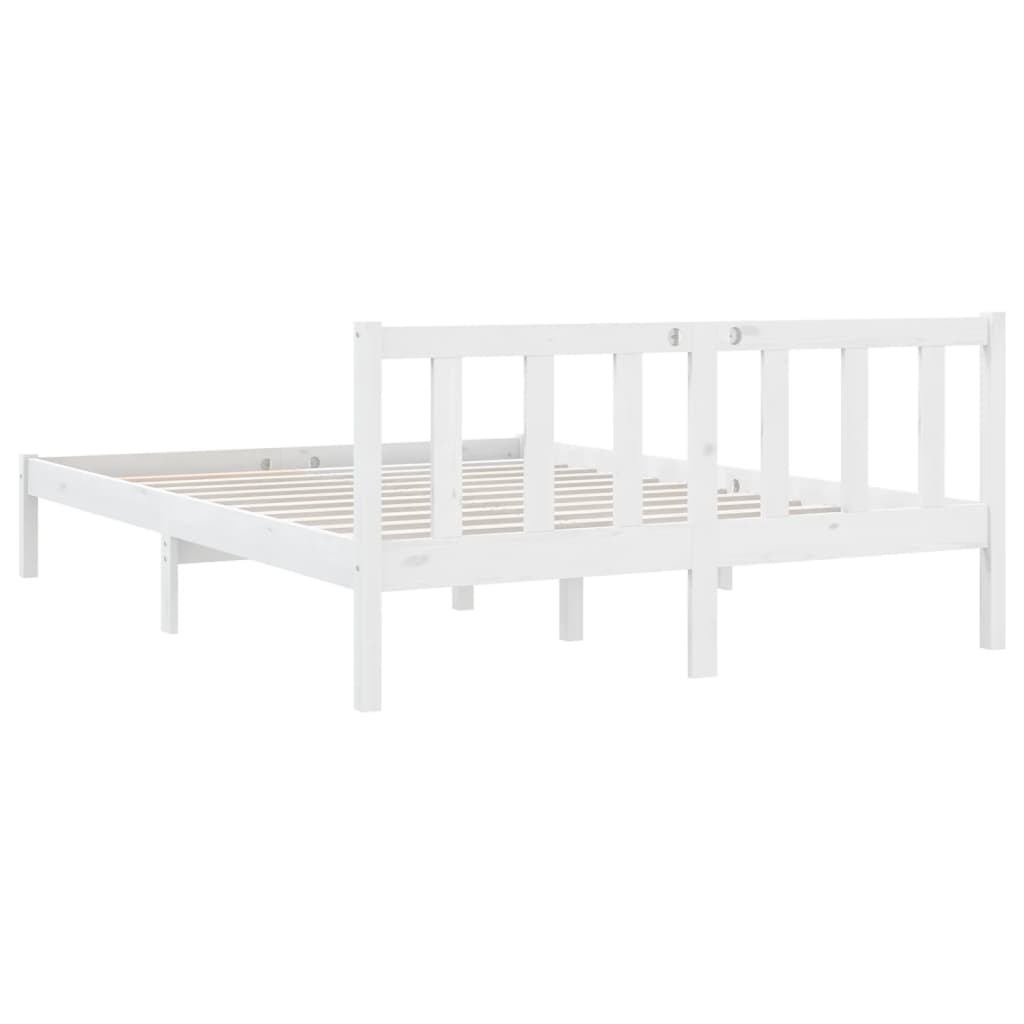 White Solid Wood Bed Frame 140x190 cm - vidaXL 810063 (No Mattress)