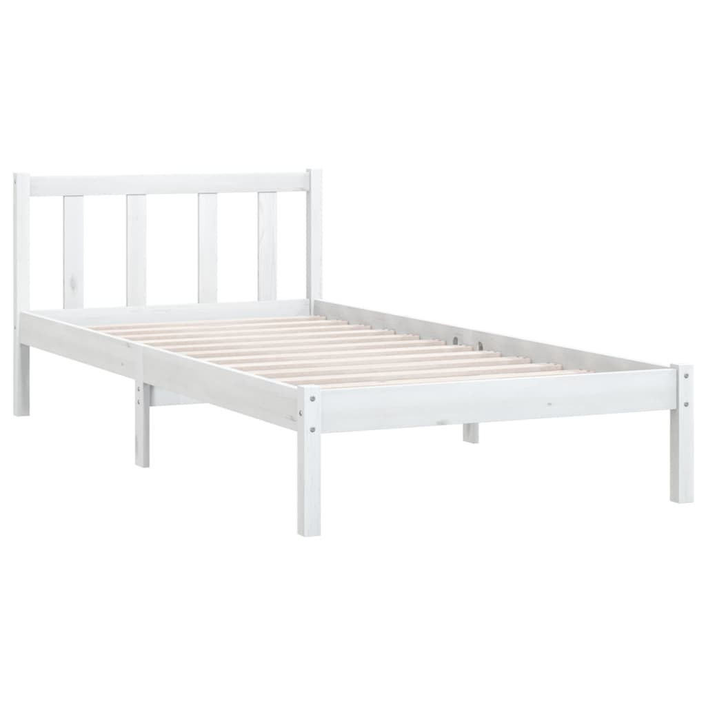 White Solid Wood Bed Frame 90x200 cm - vidaXL 810068