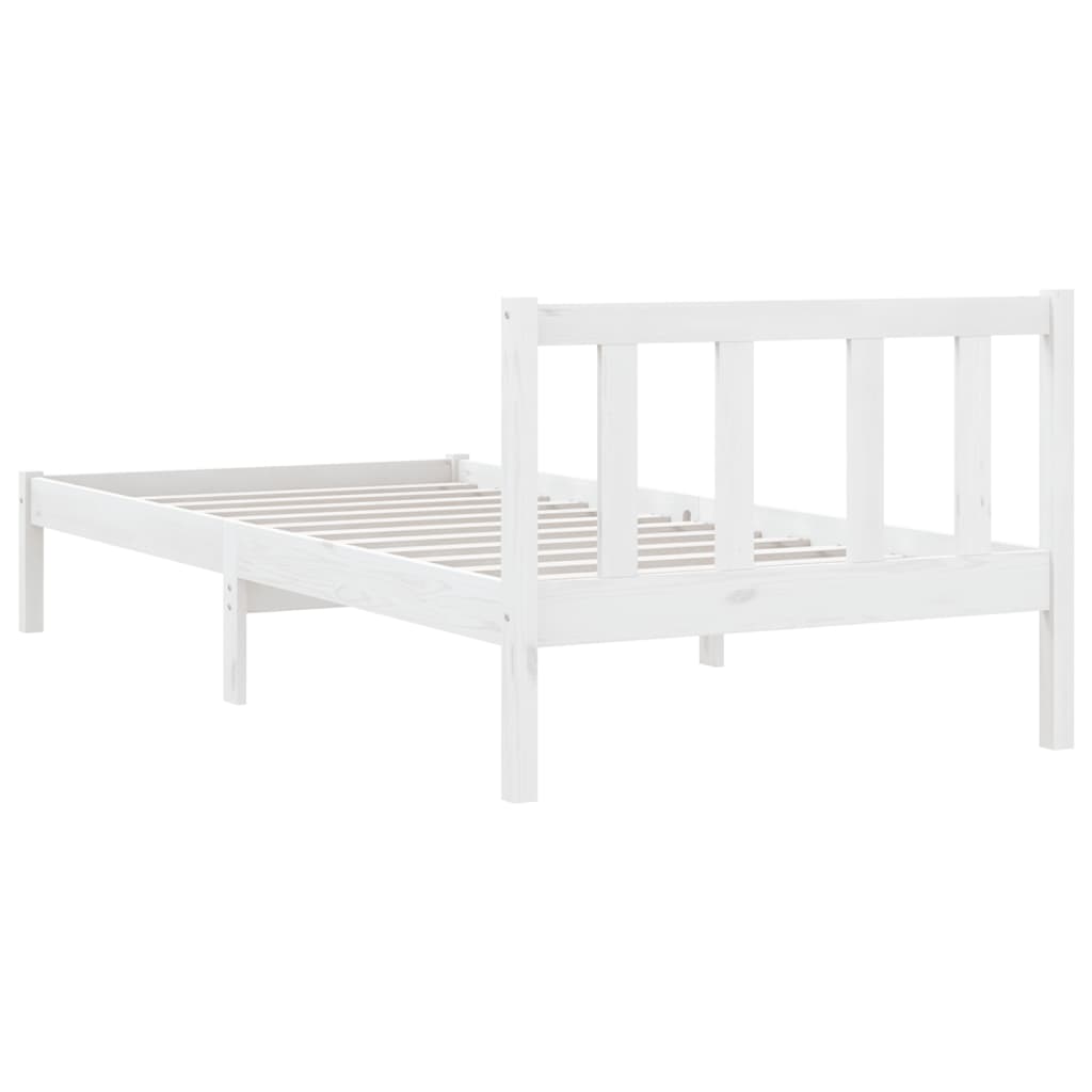 White Solid Wood Bed Frame 90x200 cm - vidaXL 810068