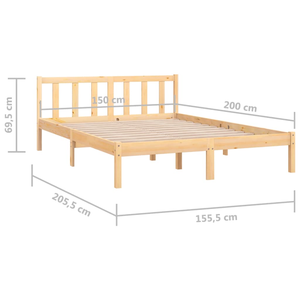 King Size Solid Pine Wood Bed Frame - No Mattress Included