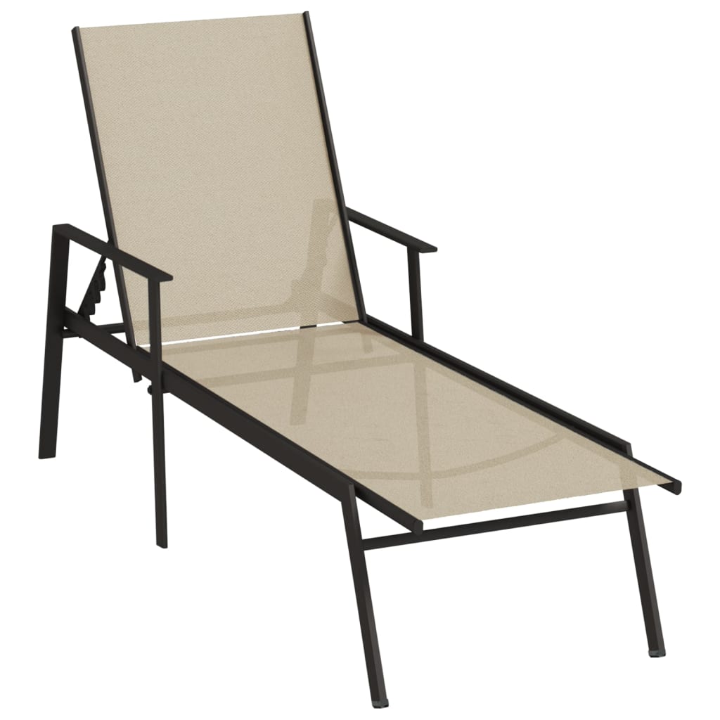 Cream Textilene & Steel Sun Lounger - Elegant & Durable Seating