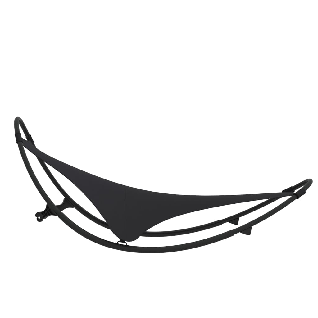Black Rocking Sun Lounger with Wheels - Steel & Textilene Fabric