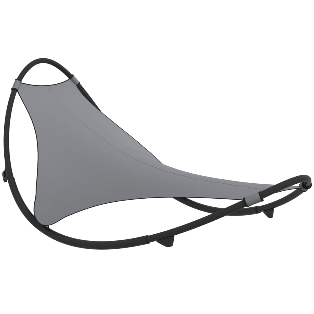 Grey Steel Rocking Sun Lounger with Wheels & Textilene Fabric