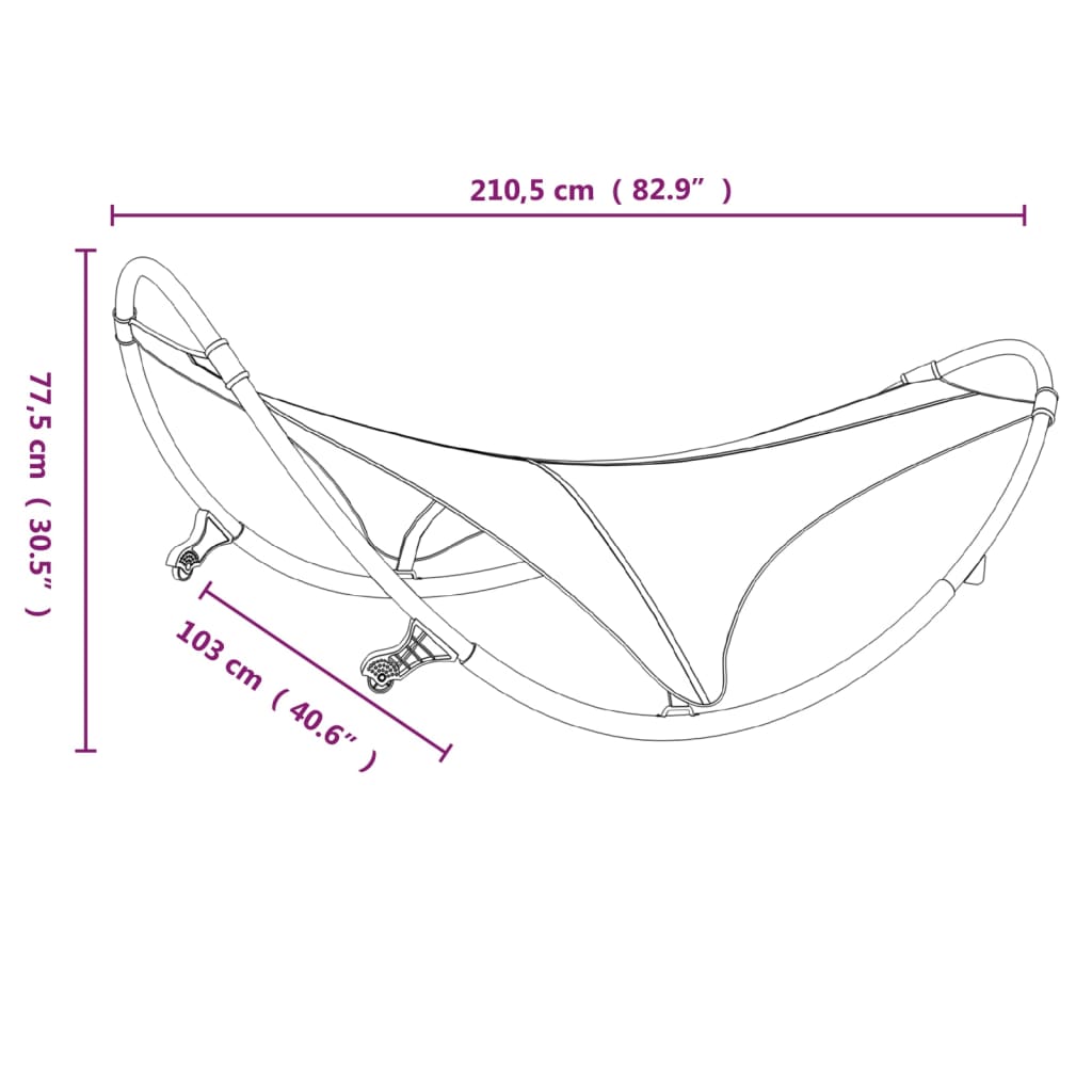 Cream Rocking Sun Lounger with Wheels - Steel & Textilene Fabric