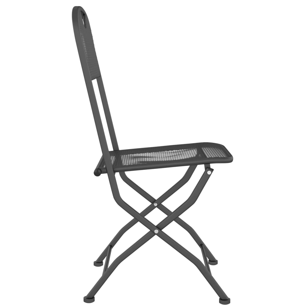 2-Piece Anthracite Folding Garden Chairs, Expanded Metal Mesh