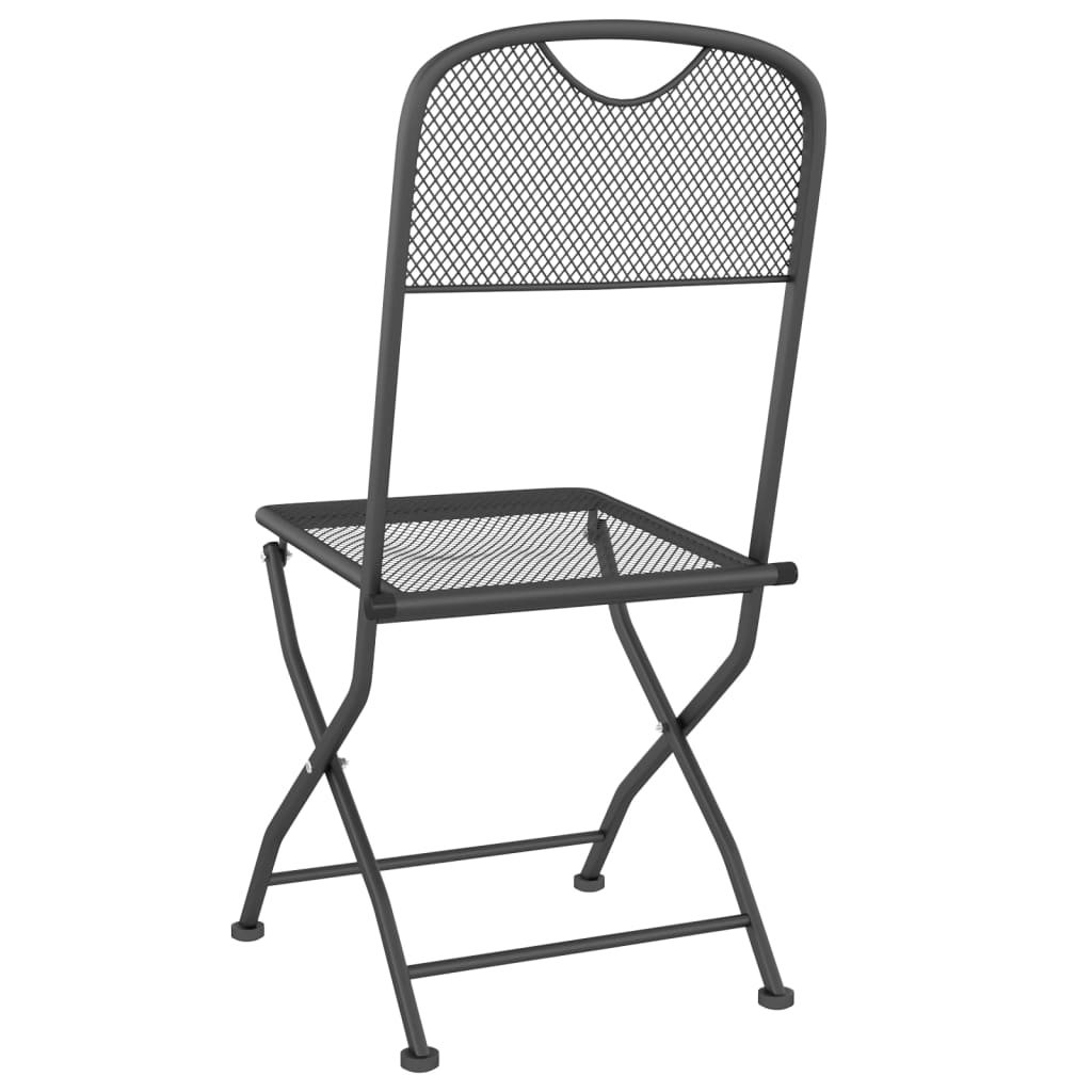 2-Piece Anthracite Folding Garden Chairs, Expanded Metal Mesh