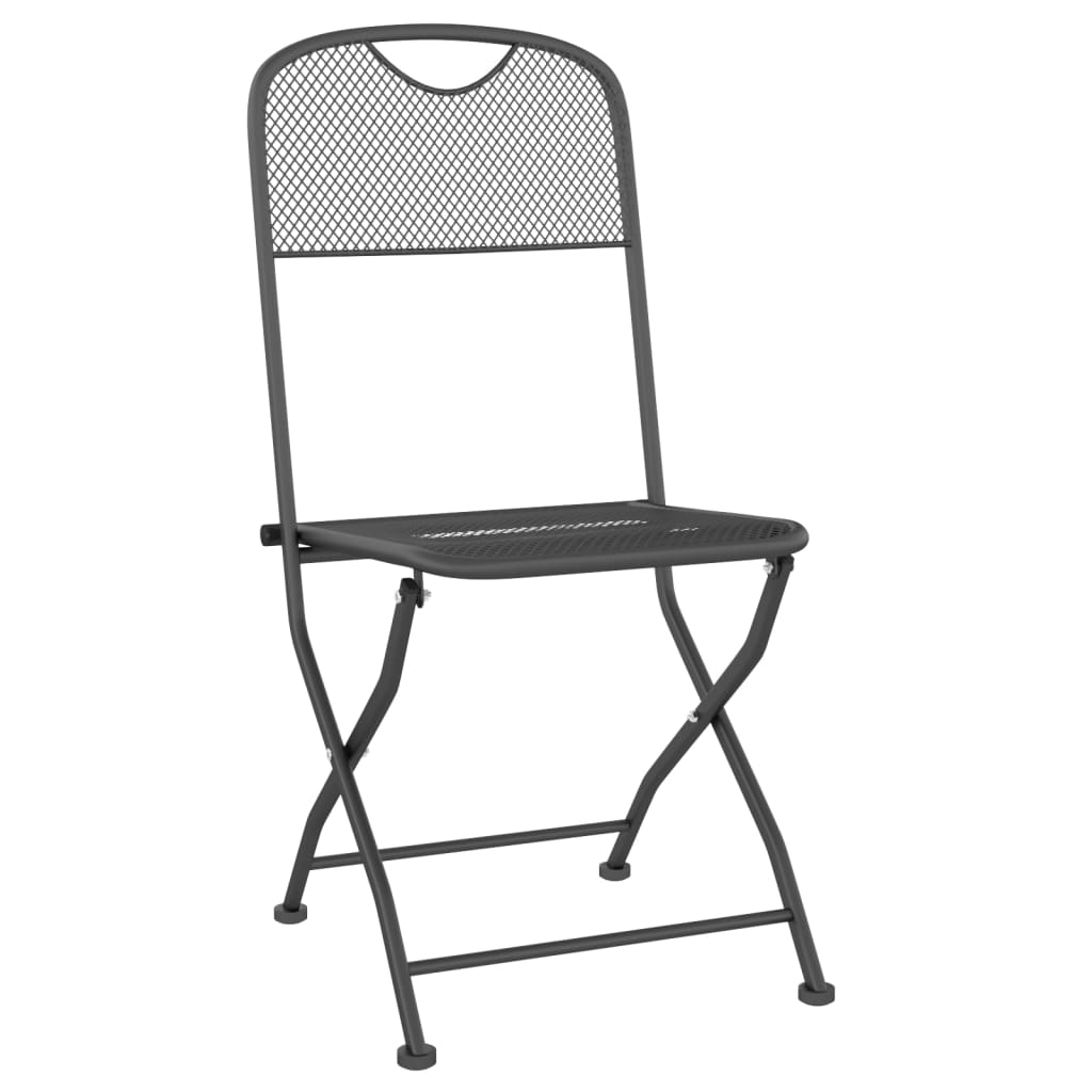 4-Piece Anthracite Metal Mesh Folding Garden Chairs