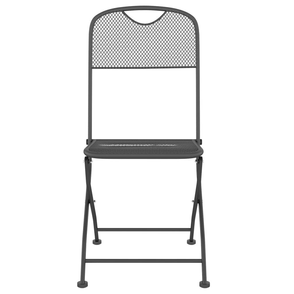 4-Piece Anthracite Metal Mesh Folding Garden Chairs