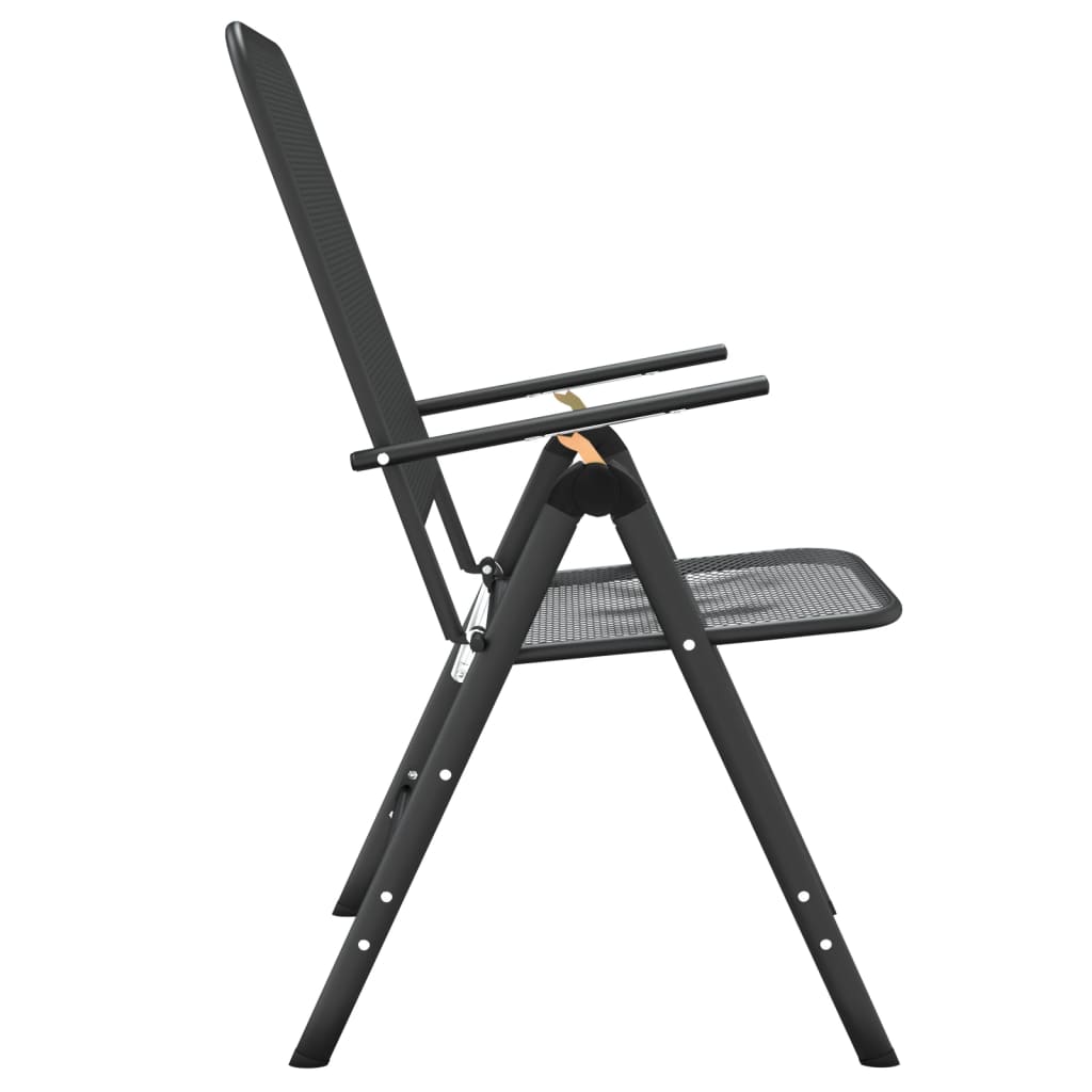 Anthracite Metal Mesh Folding Garden Chairs, Set of 2