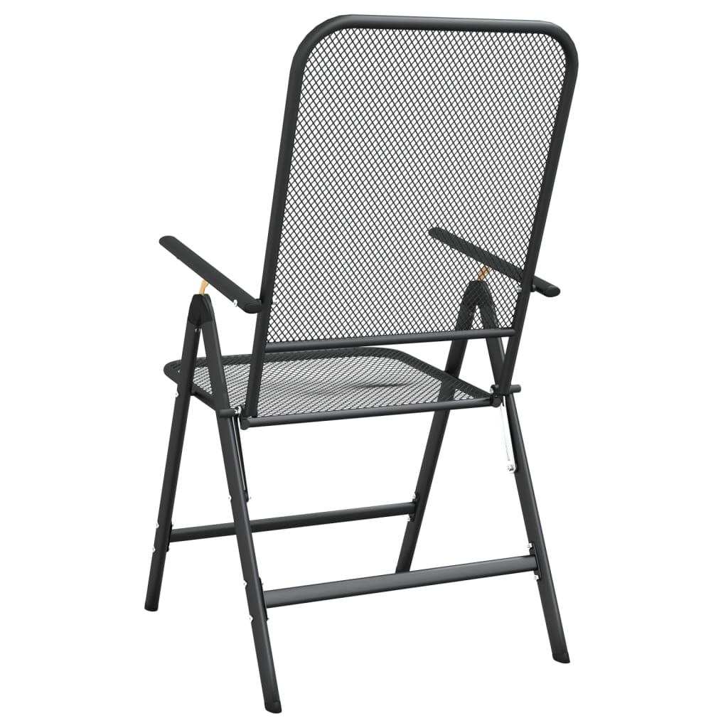 Anthracite Metal Mesh Folding Garden Chairs, Set of 2