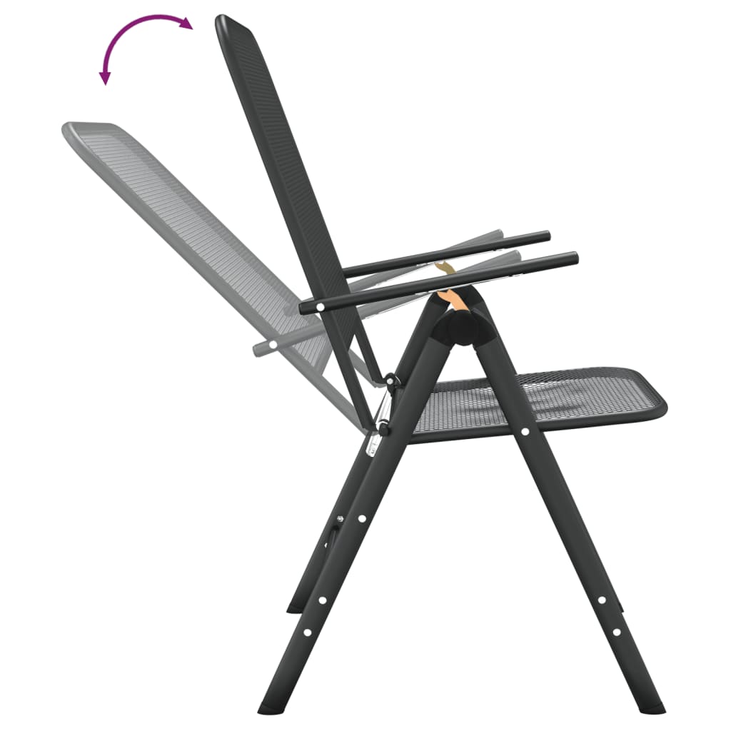 Anthracite Metal Mesh Folding Garden Chairs, Set of 2