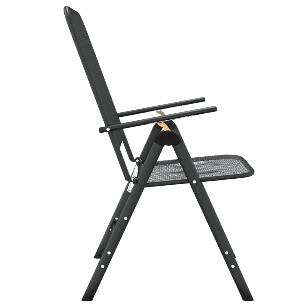 Anthracite Expanded Metal Mesh Folding Garden Chairs - Set of 4