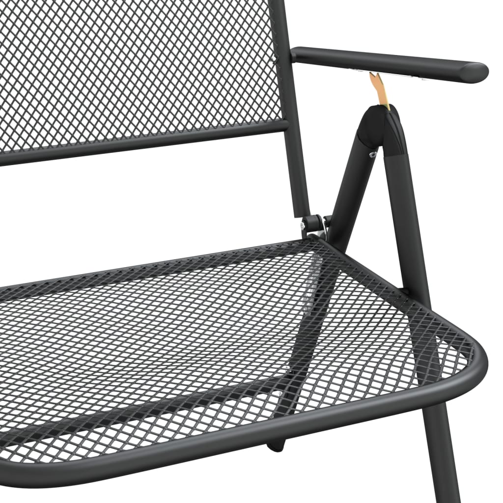 Anthracite Expanded Metal Mesh Folding Garden Chairs - Set of 4
