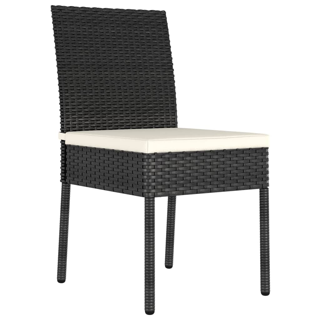 Elegant Black Poly Rattan Garden Dining Chairs - Set of 2
