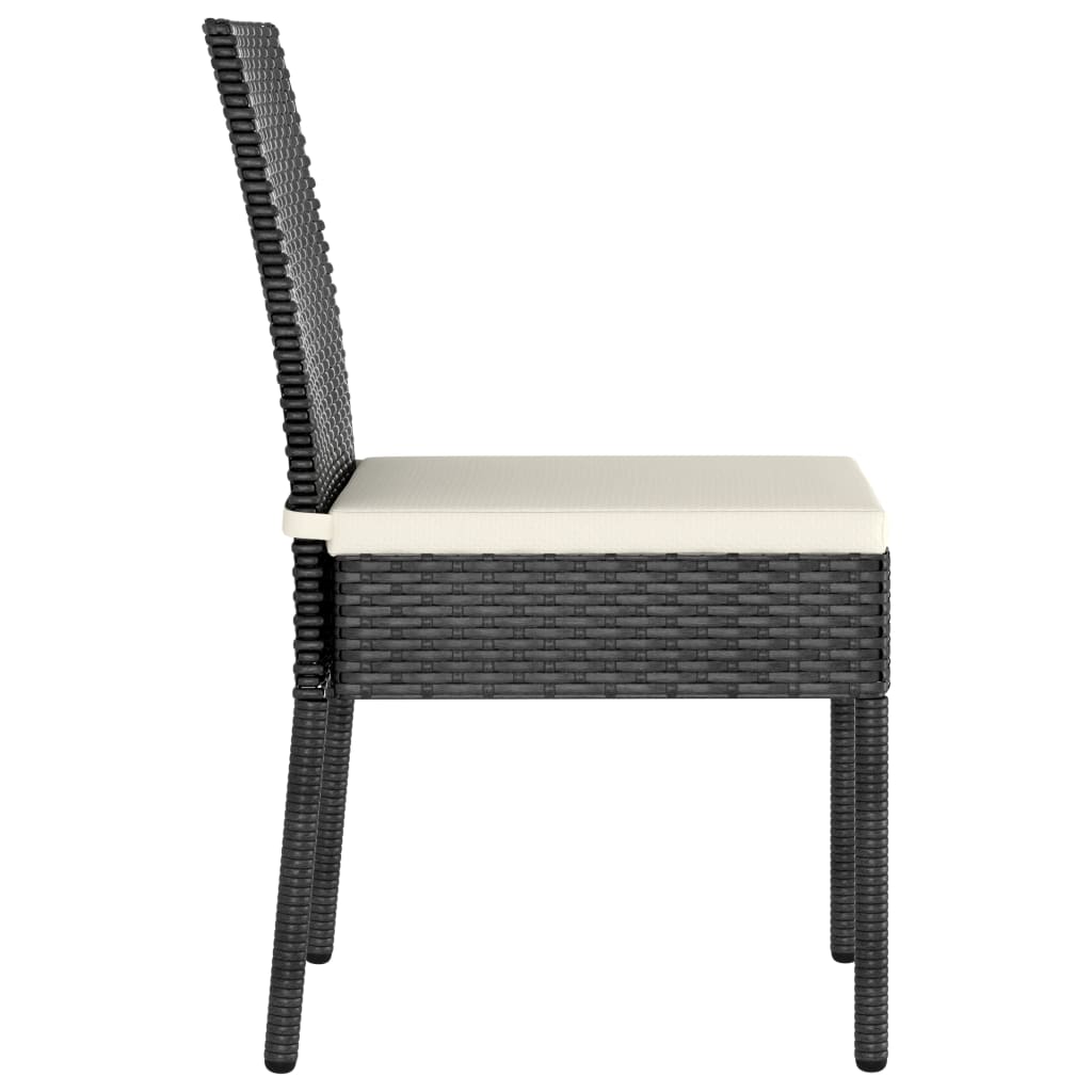 Stylish Black Poly Rattan Garden Dining Chairs Set of 4