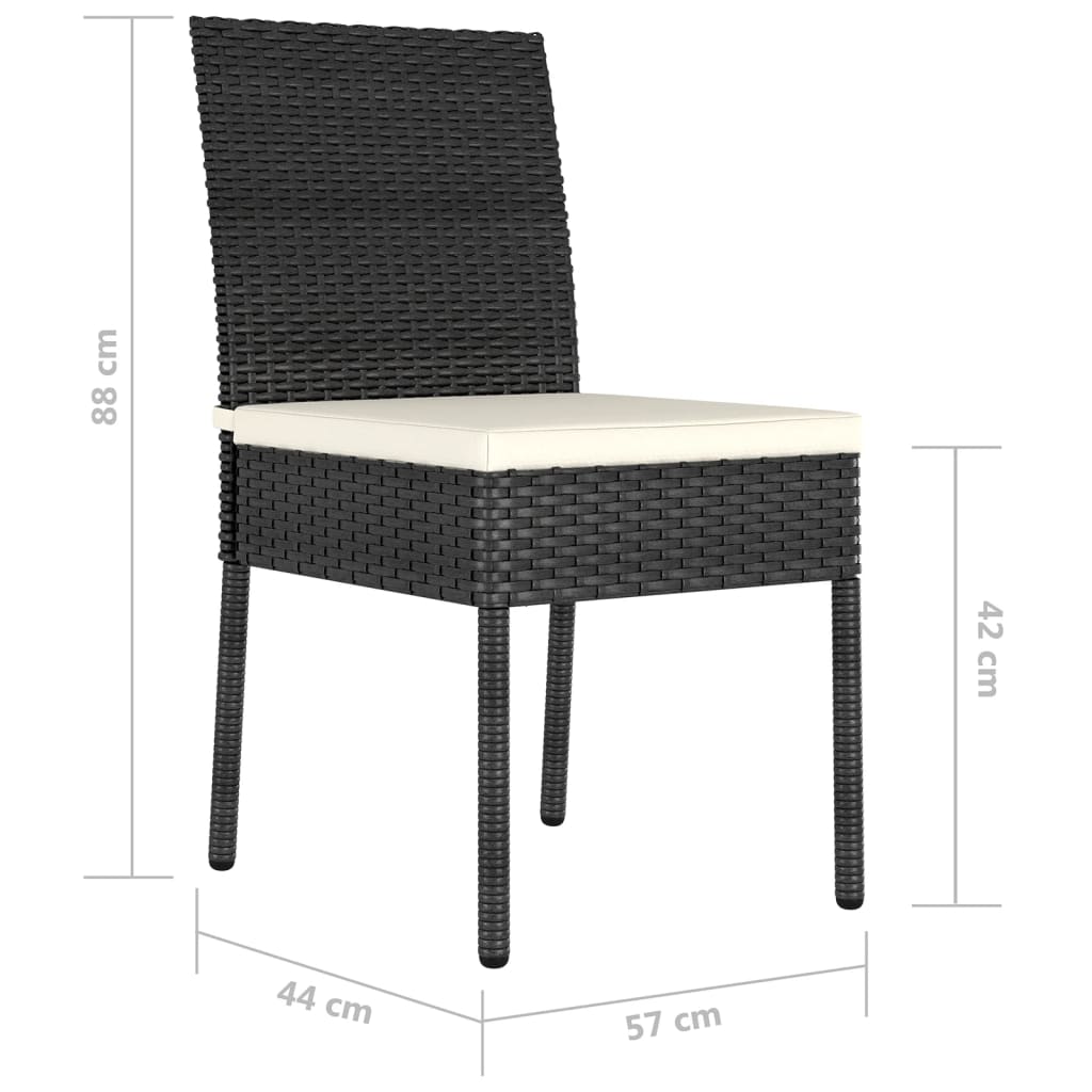 Stylish Black Poly Rattan Garden Dining Chairs Set of 4