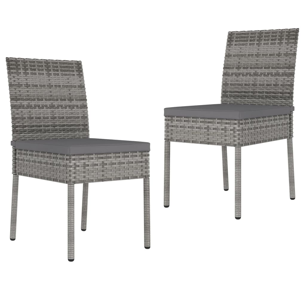 Elegant Poly Rattan Garden Dining Chairs, 2-Piece Set in Grey