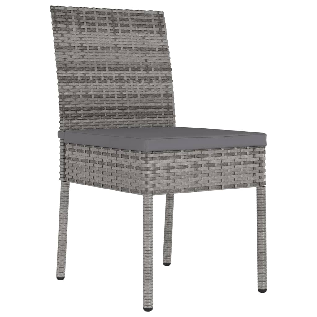 Elegant Poly Rattan Garden Dining Chairs, 2-Piece Set in Grey