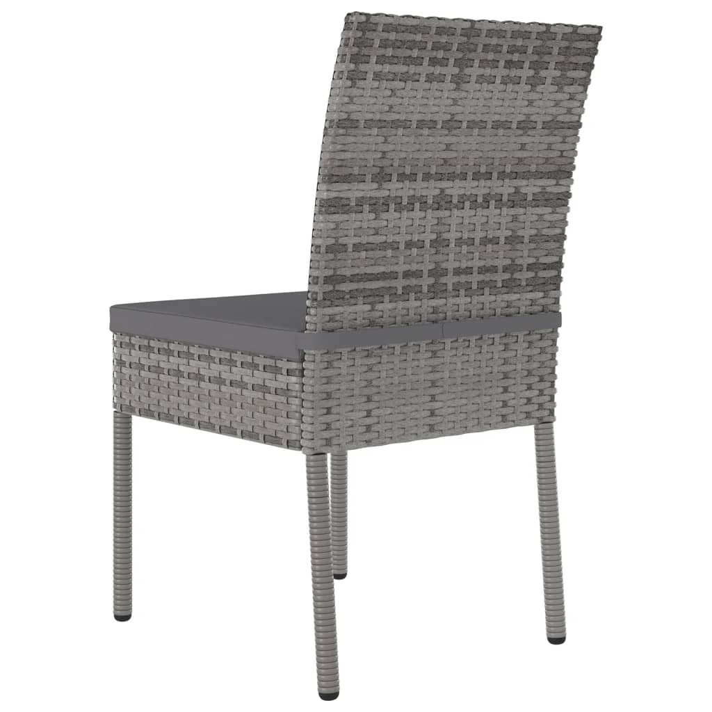 Elegant Poly Rattan Garden Dining Chairs, 2-Piece Set in Grey