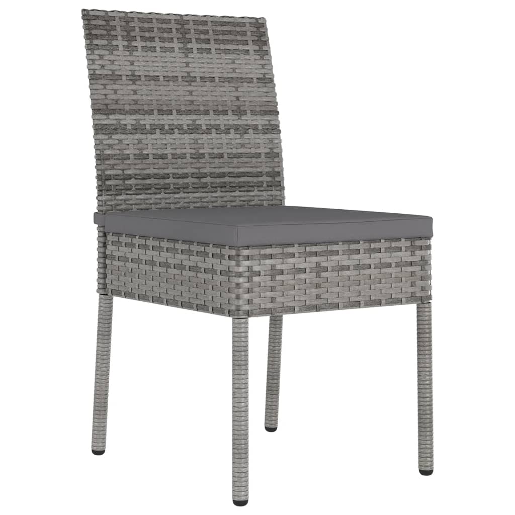 4-Piece Grey Poly Rattan Garden Dining Chairs Set
